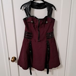 Carpe Noctem KILLSTAR Psy-Ops Dark Wine Halter Goth Dress Size 3XL